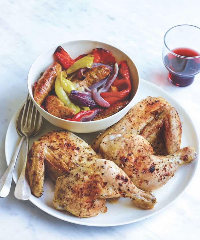 Roast Chicken with Sausage and Peppers