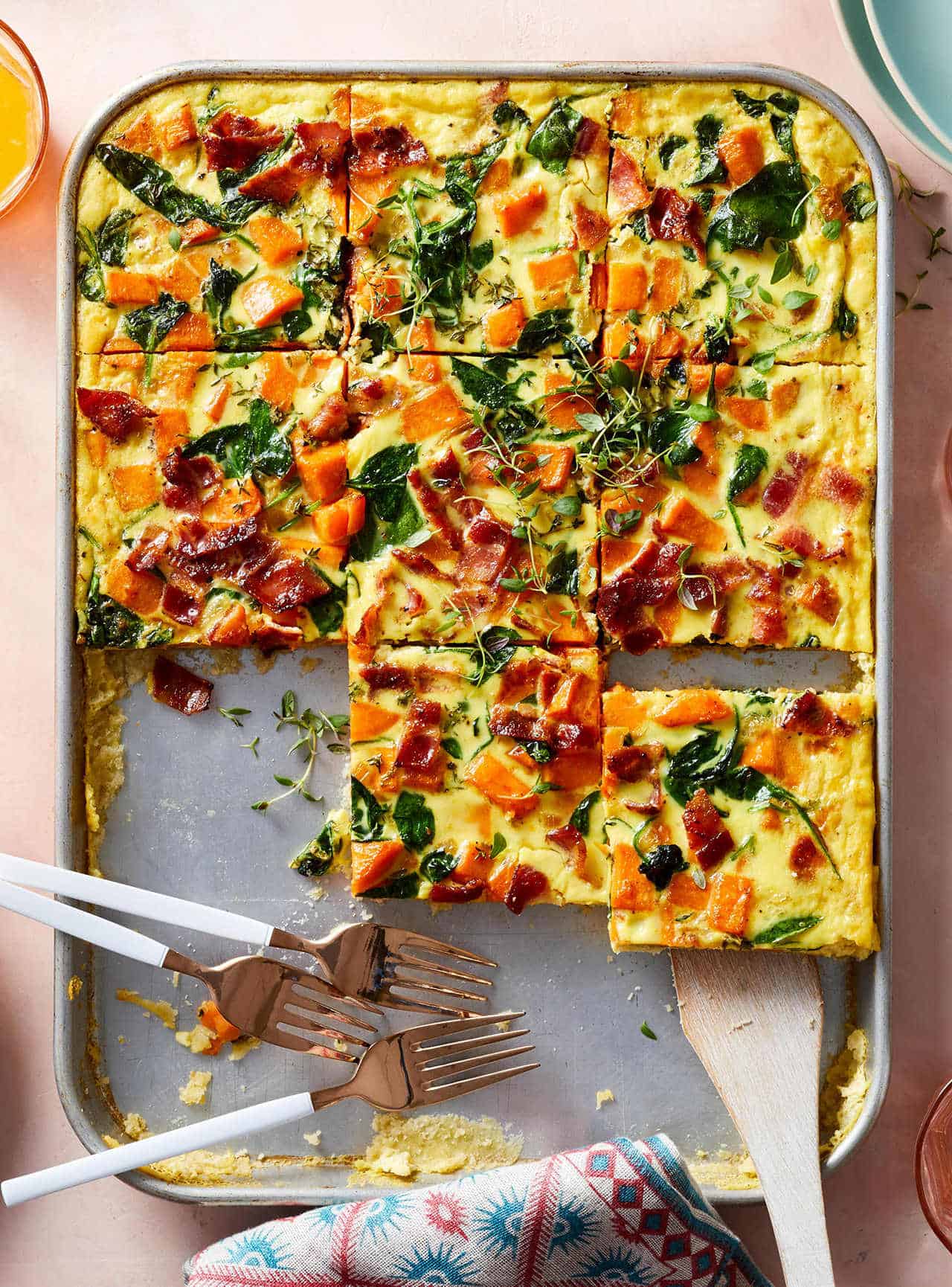 Spinach and Sweet Potato Sheet-Pan Quiche