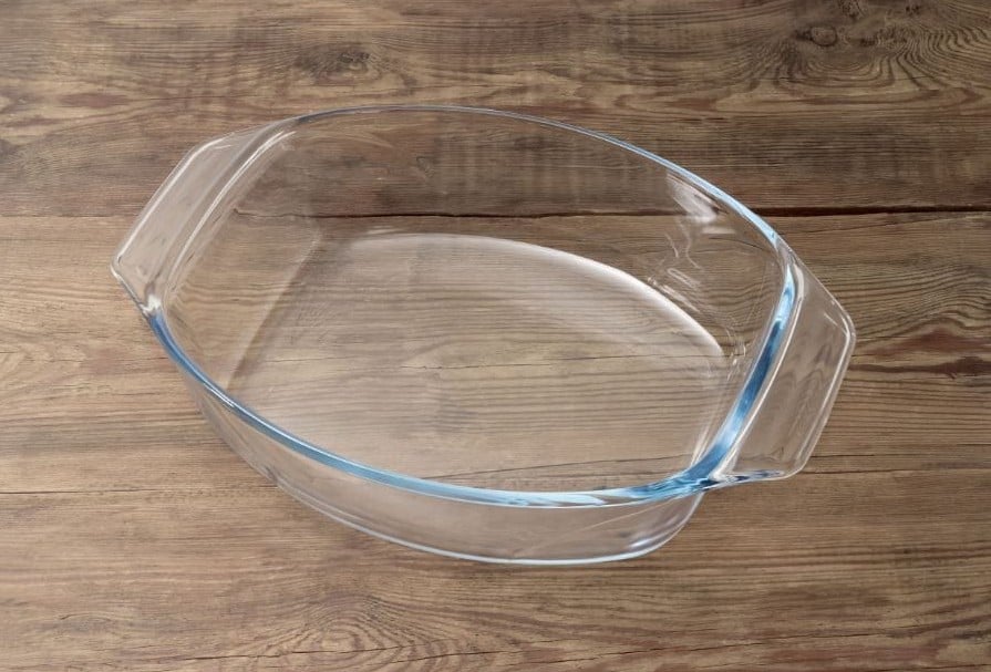 glass bowl in oven