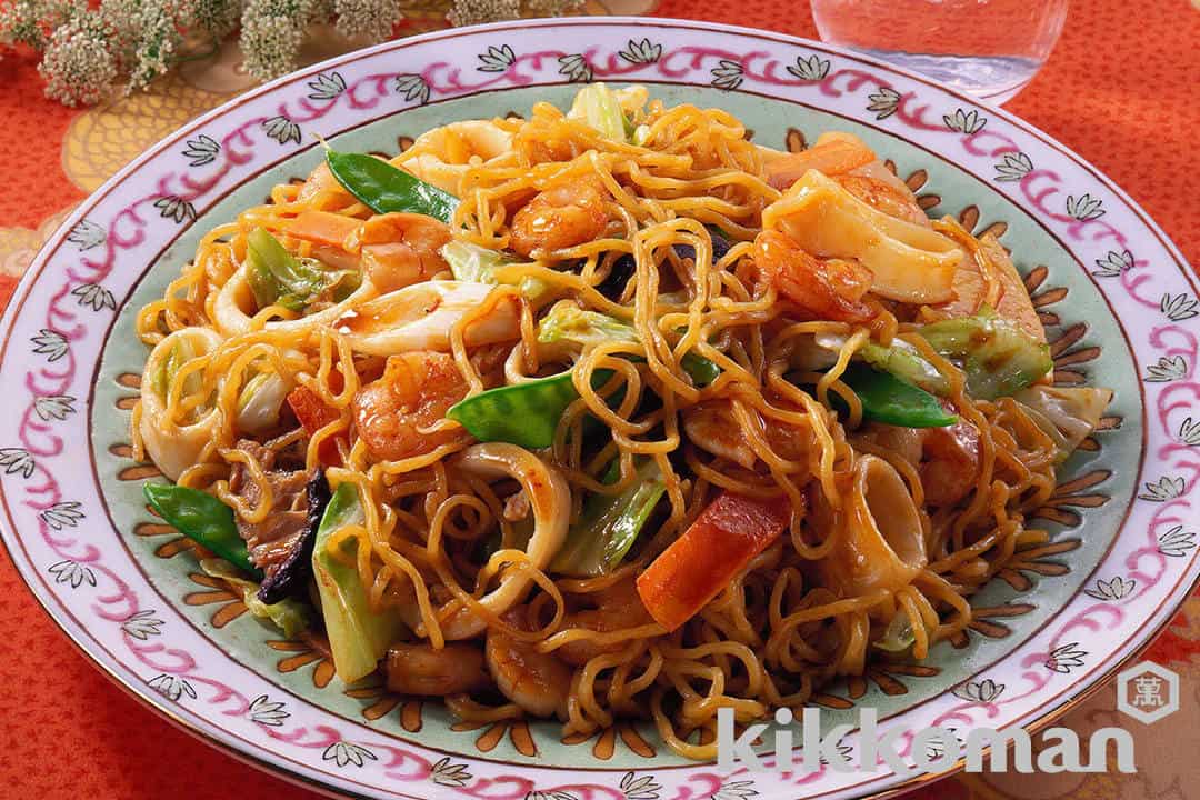 Kikkoman Fried Noodles with Seafood and Oyster Sauce Recipe