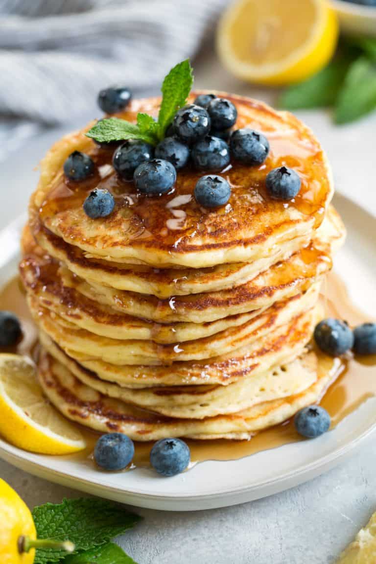 Lemon Ricotta-Blueberry Pancakes