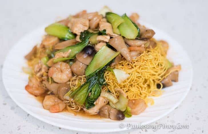 Panlasang Pinoy Fried Noodles with Chicken and Shrimp Recipe