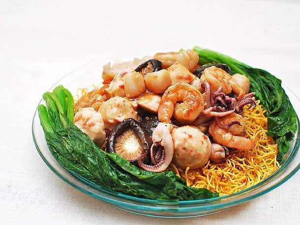 Serious Eats Crispy pan fried Noodle Cakes With Seafood Recipe