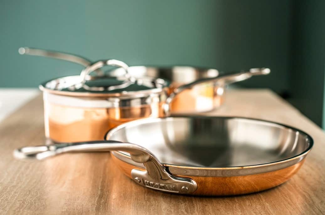 ainless steel and copper cookware
