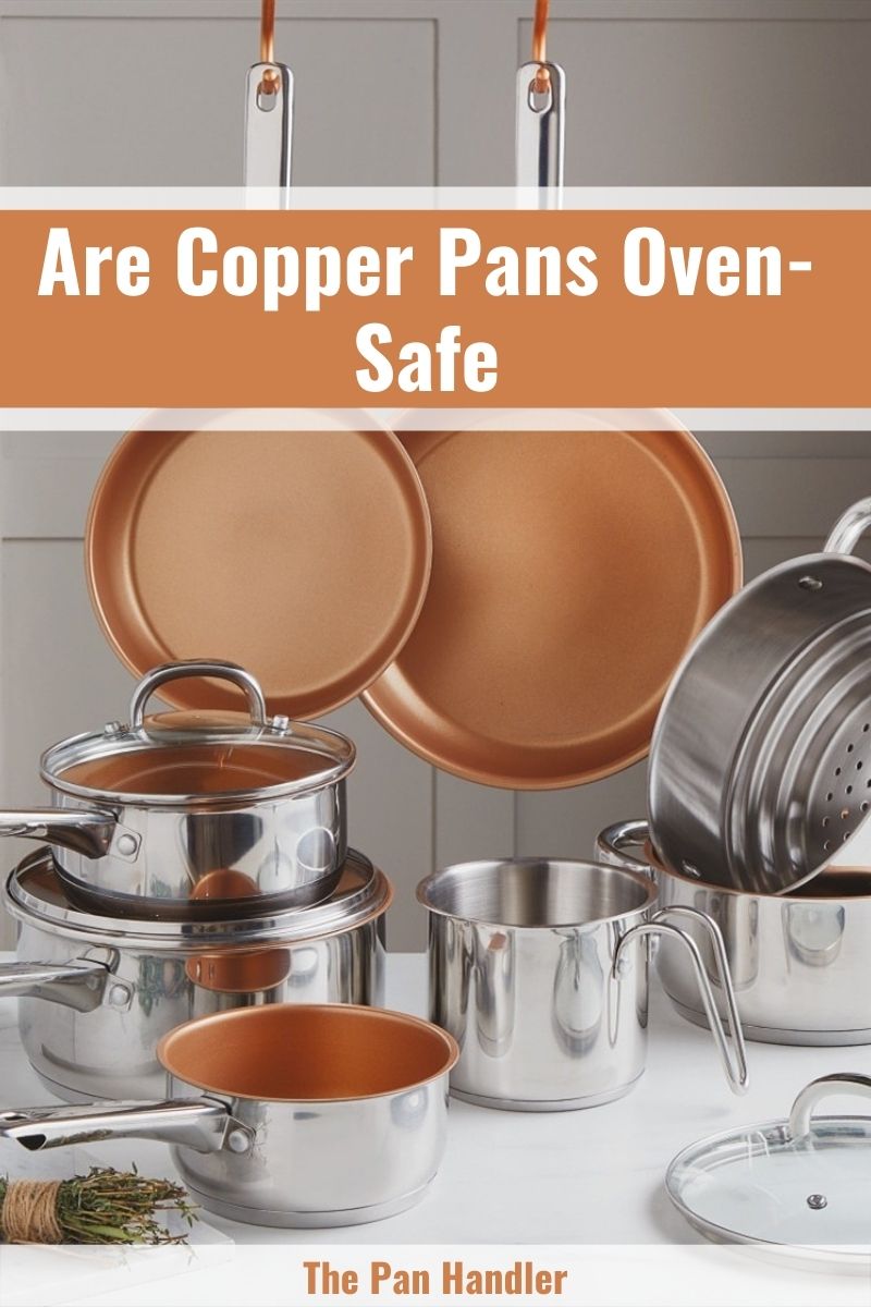 copper pan in oven